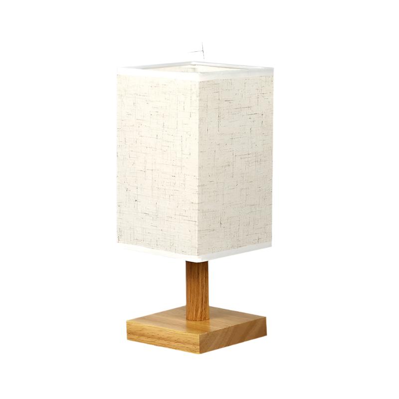USB Bordslampa med Tygskärm – Modern LED Sänglampa för Sovrum & Kontor | Veska Vit