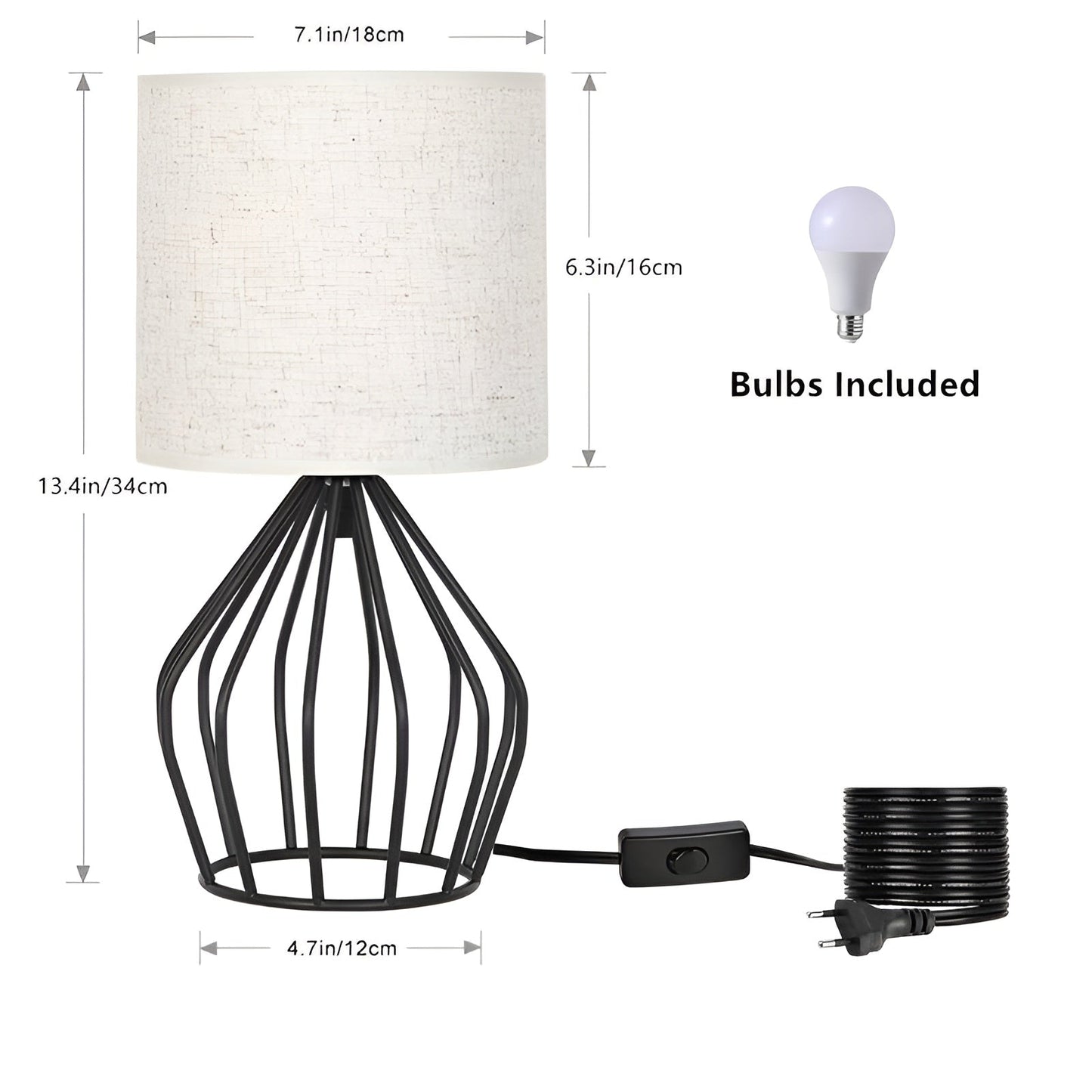 Veska | Elegant Bordslampa med Linneskärm och Metalbas – Perfekt Belysning