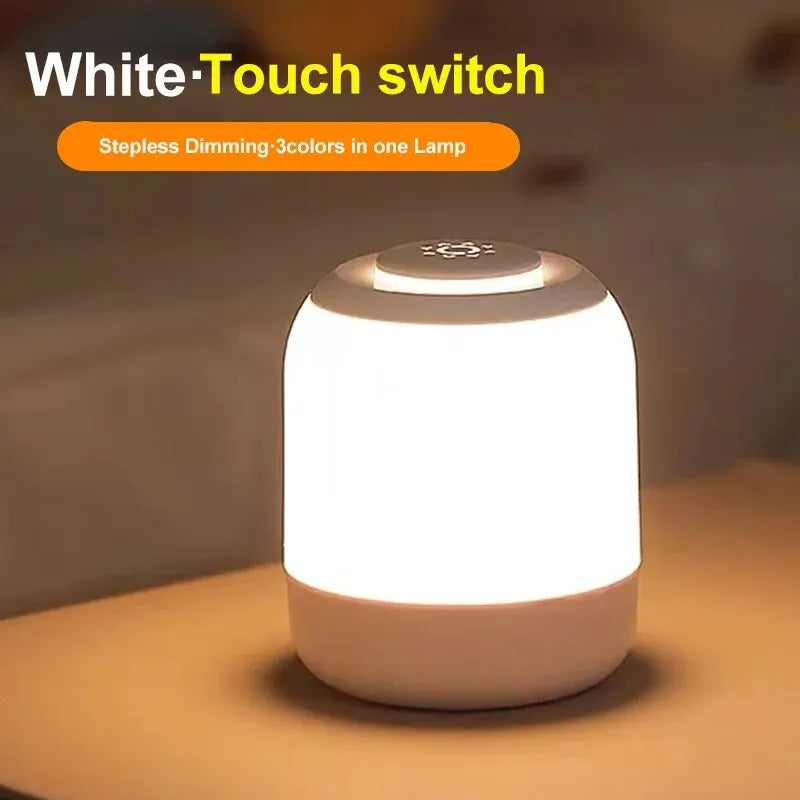 Veska | LUMINA TOUCH LED Bordslampa | Bärbar & Dimbar | Touchkontroll | För Sovrum & Barns Rum Vit