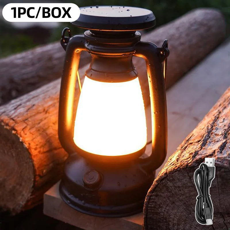 Veska | Nostalux Retro Lantern | LED Bordslampa med Fjärrkontroll | Uppladdningsbar & Dekorativ | För Hemmet, Camping & Bar