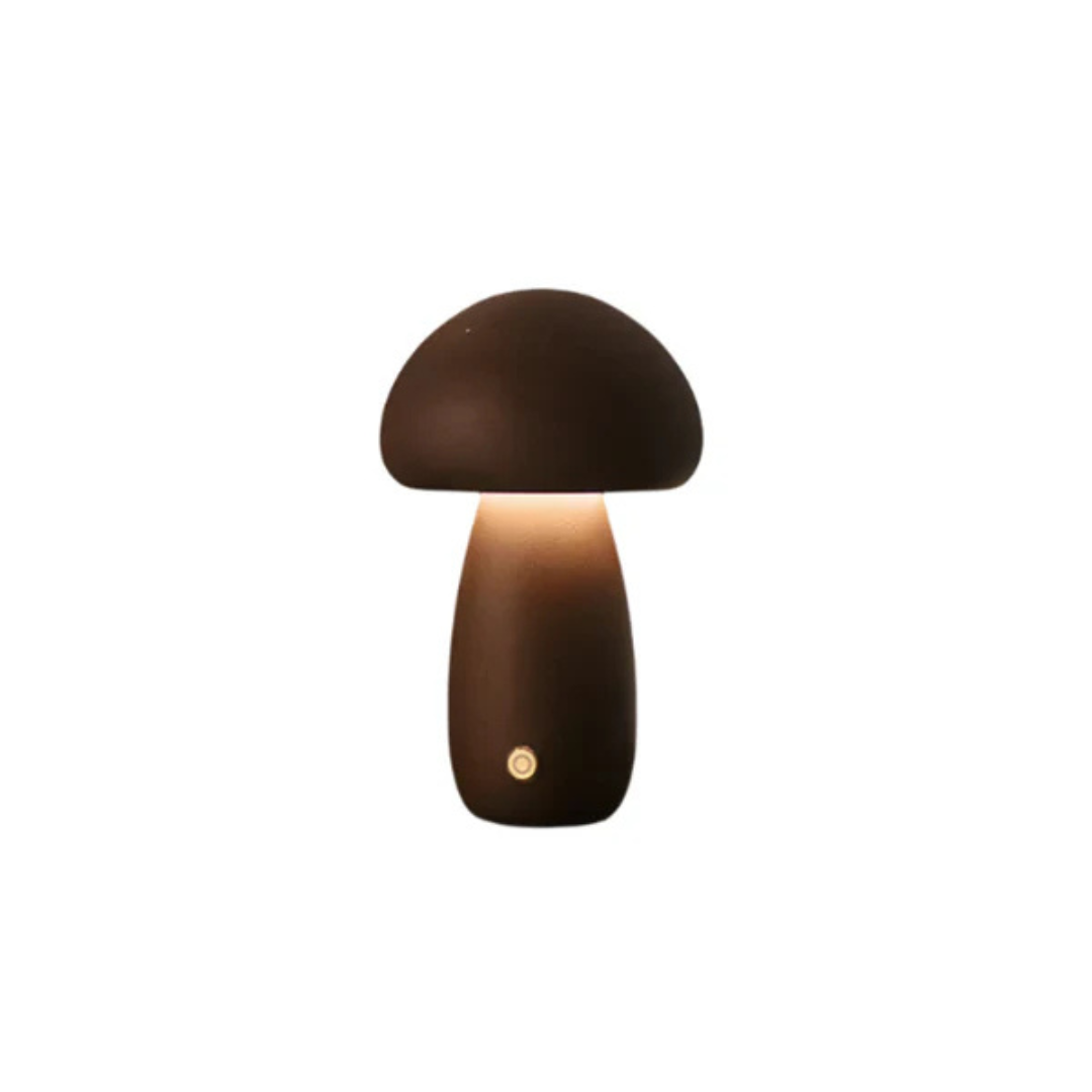 Veska | Uppladdningsbar Bordslampa Tillverkad av Trä Valnöt D10 x H16.5cm