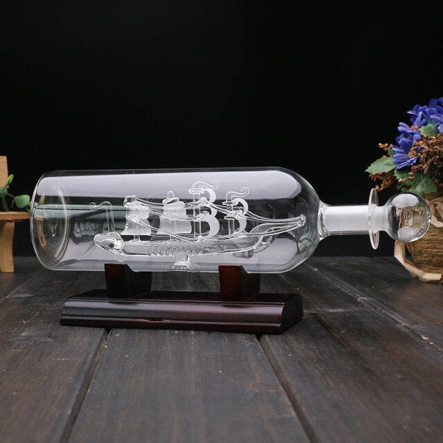 Vintage Ship in a Bottle Glass Boat Heminredning | Veska Vit