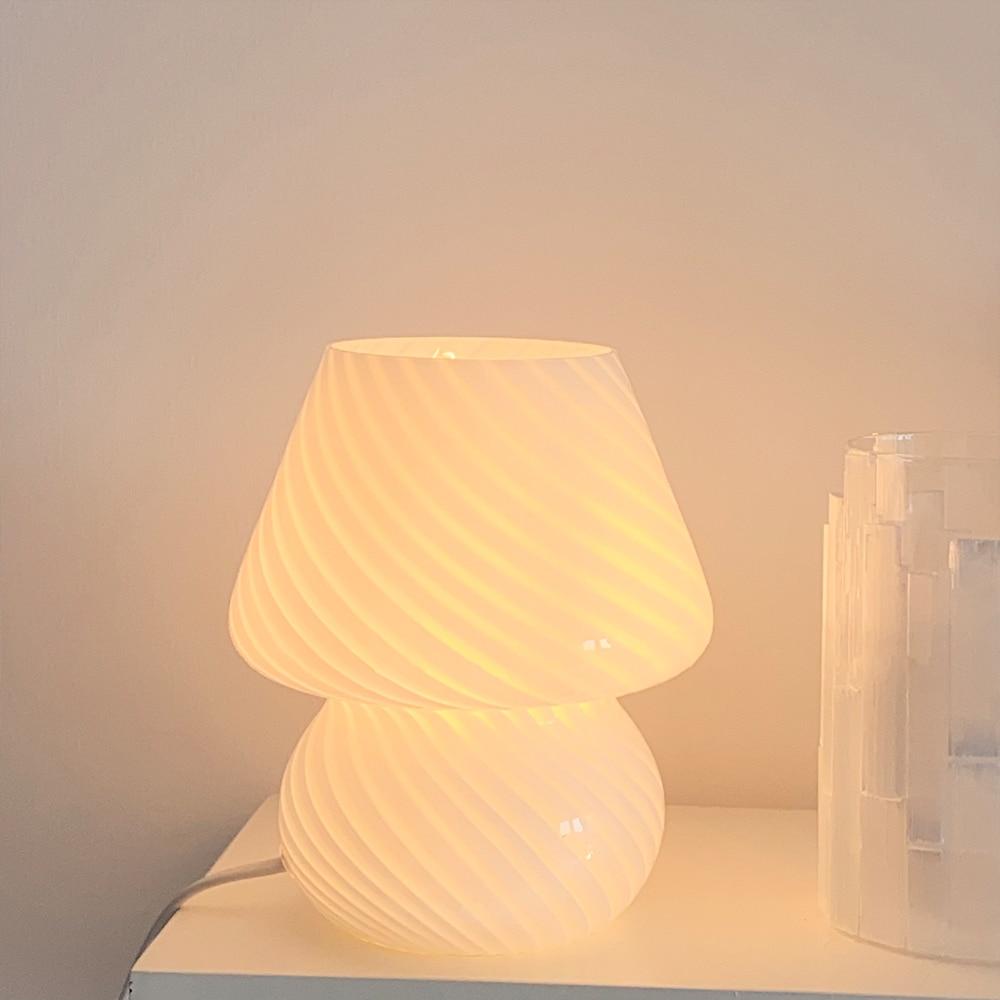 Vit Rand Bord Glas Lampa | Veska