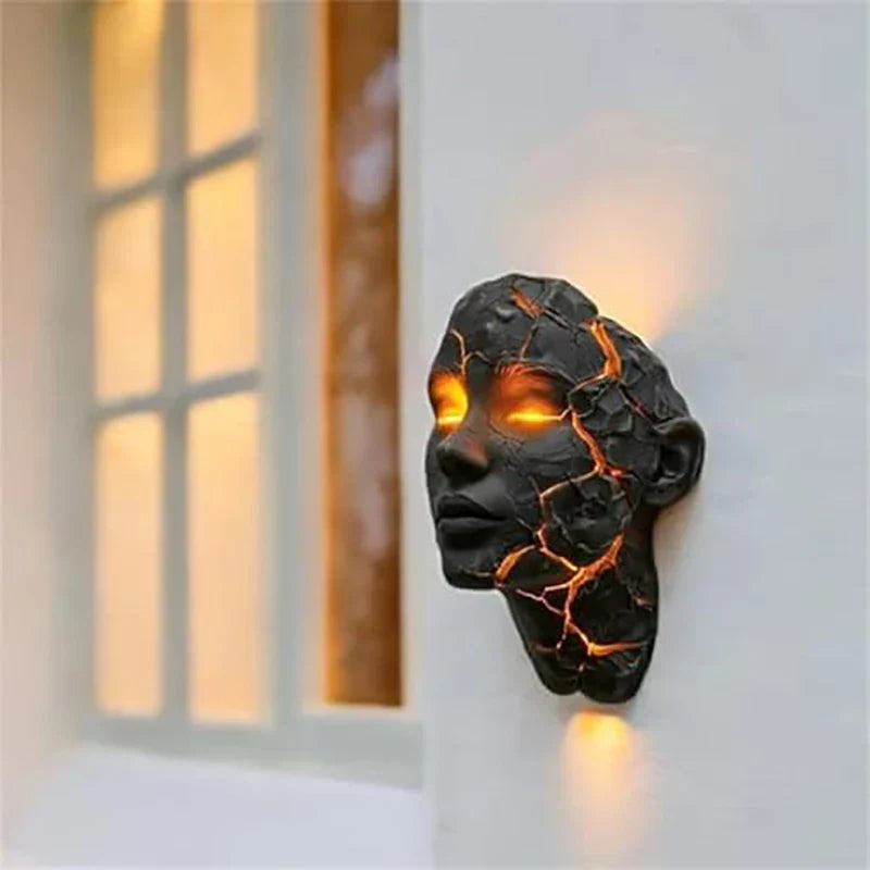 Vulkanisk Face Lava Spricka Väggkonst Lampa | Veska