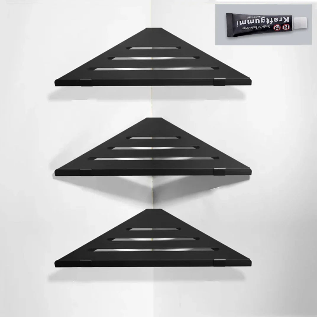 1-3 Lager Aluminium Hörn Organizer Hylla Badrum Förvaringshylla | Veska Tre lager med lim