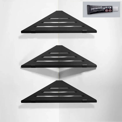 1-3 Lager Aluminium Hörn Organizer Hylla Badrum Förvaringshylla | Veska Tre lager med lim