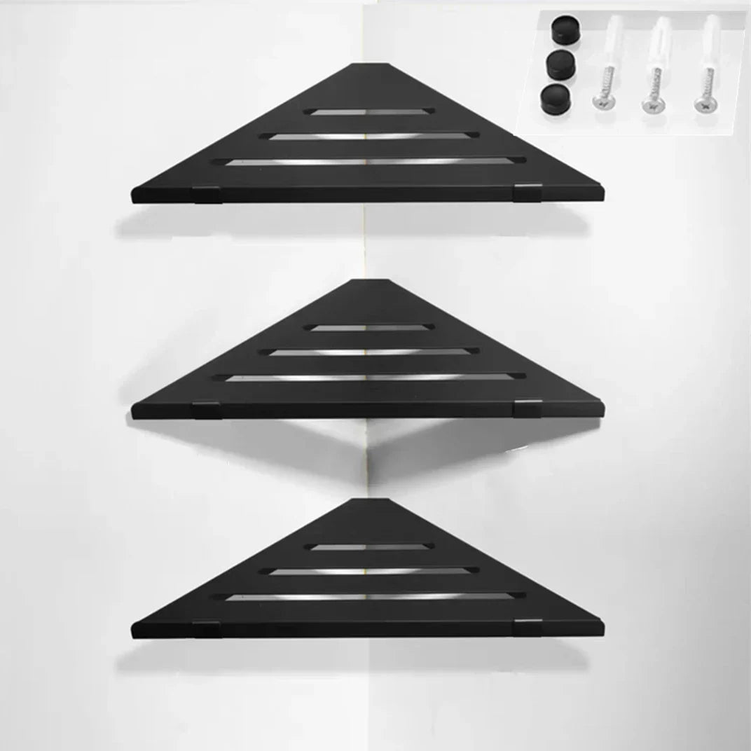 1-3 Lager Aluminium Hörn Organizer Hylla Badrum Förvaringshylla | Veska Tre lager med spik