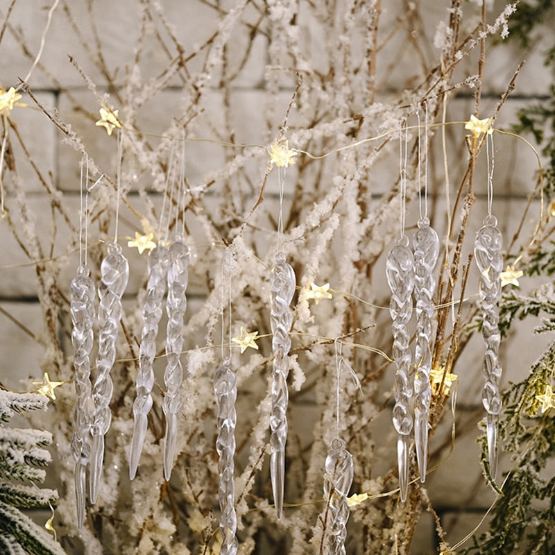 12Pcs Julgran Dekoration Konstgjorda Istappar | Veska