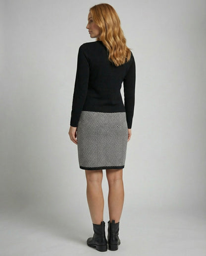 Veska | Klänning med Houndstooth-detalj | Lös Passform och Rundhals