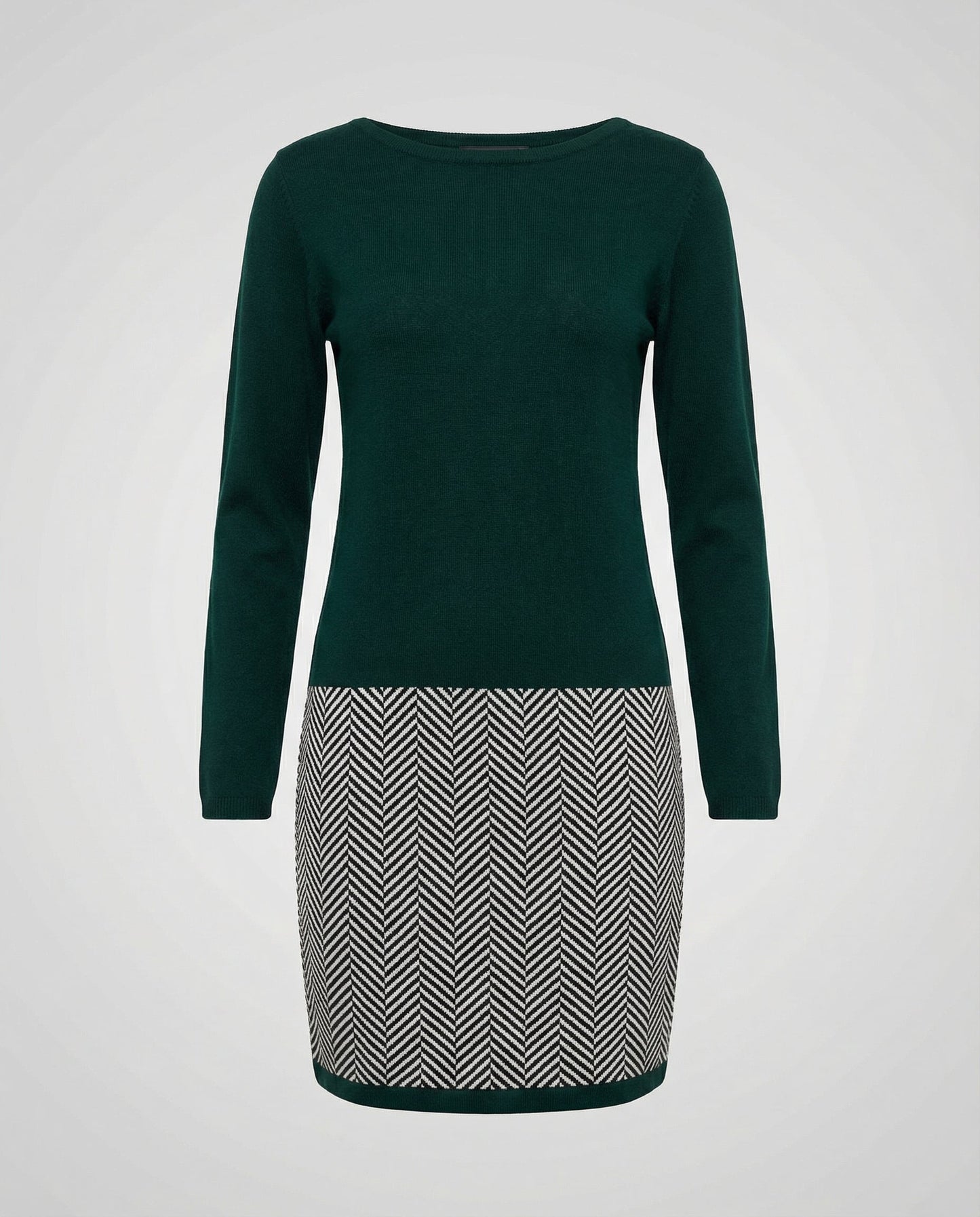 Veska | Klänning med Houndstooth-detalj | Lös Passform och Rundhals