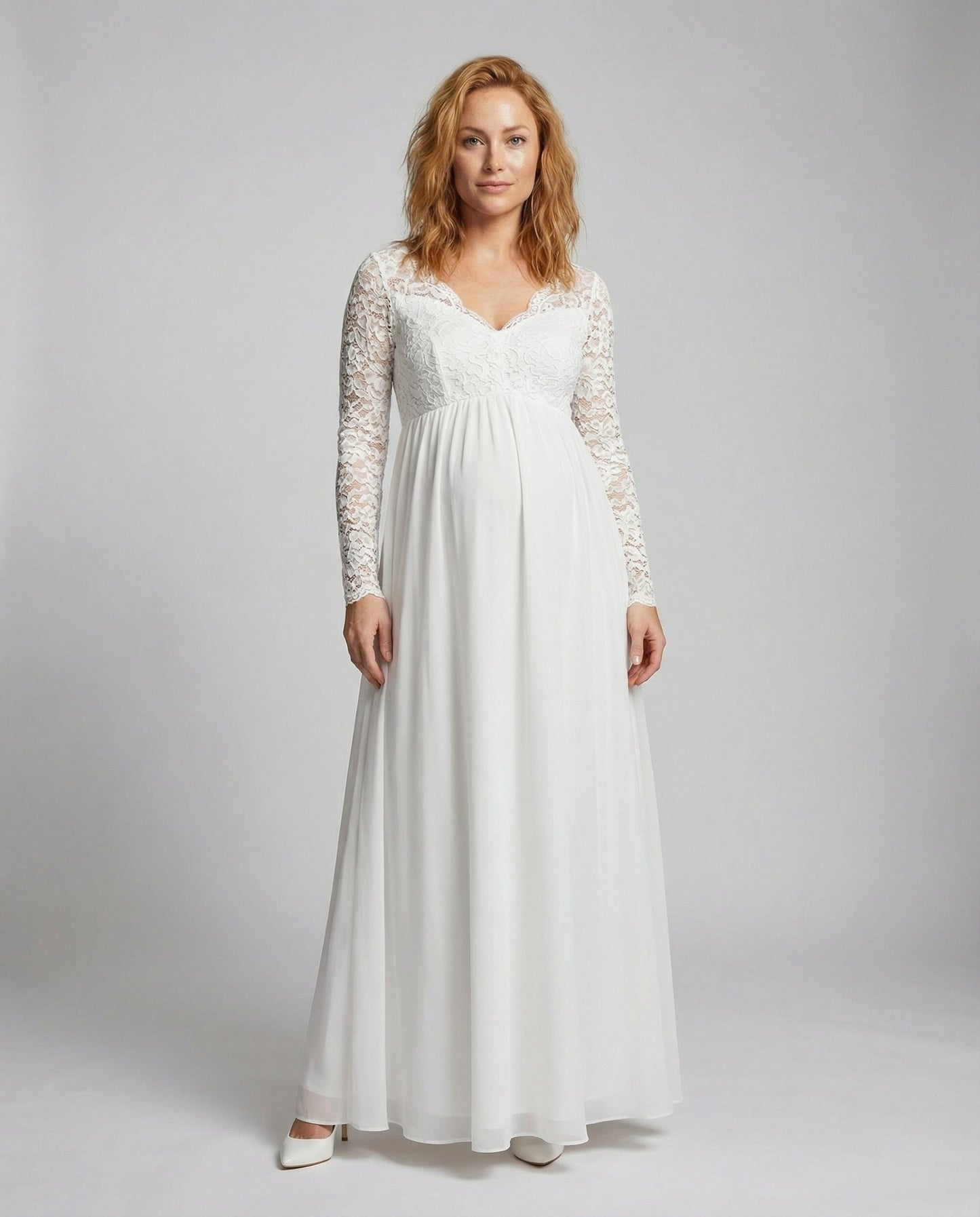 Veska | Spetsmaxiklänning för Gravida | A-linje med Elegant Komfort