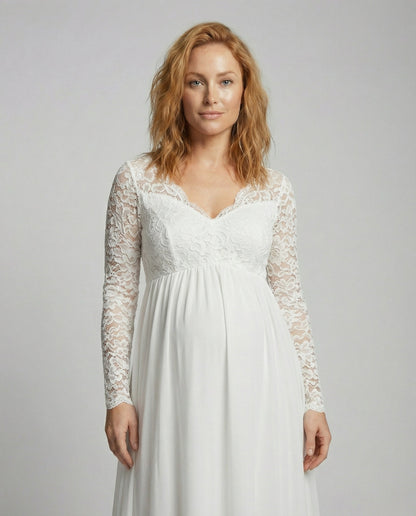 Veska | Spetsmaxiklänning för Gravida | A-linje med Elegant Komfort