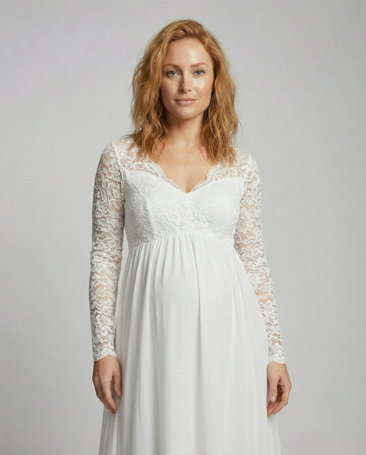 Veska | Spetsmaxiklänning för Gravida | A-linje med Elegant Komfort