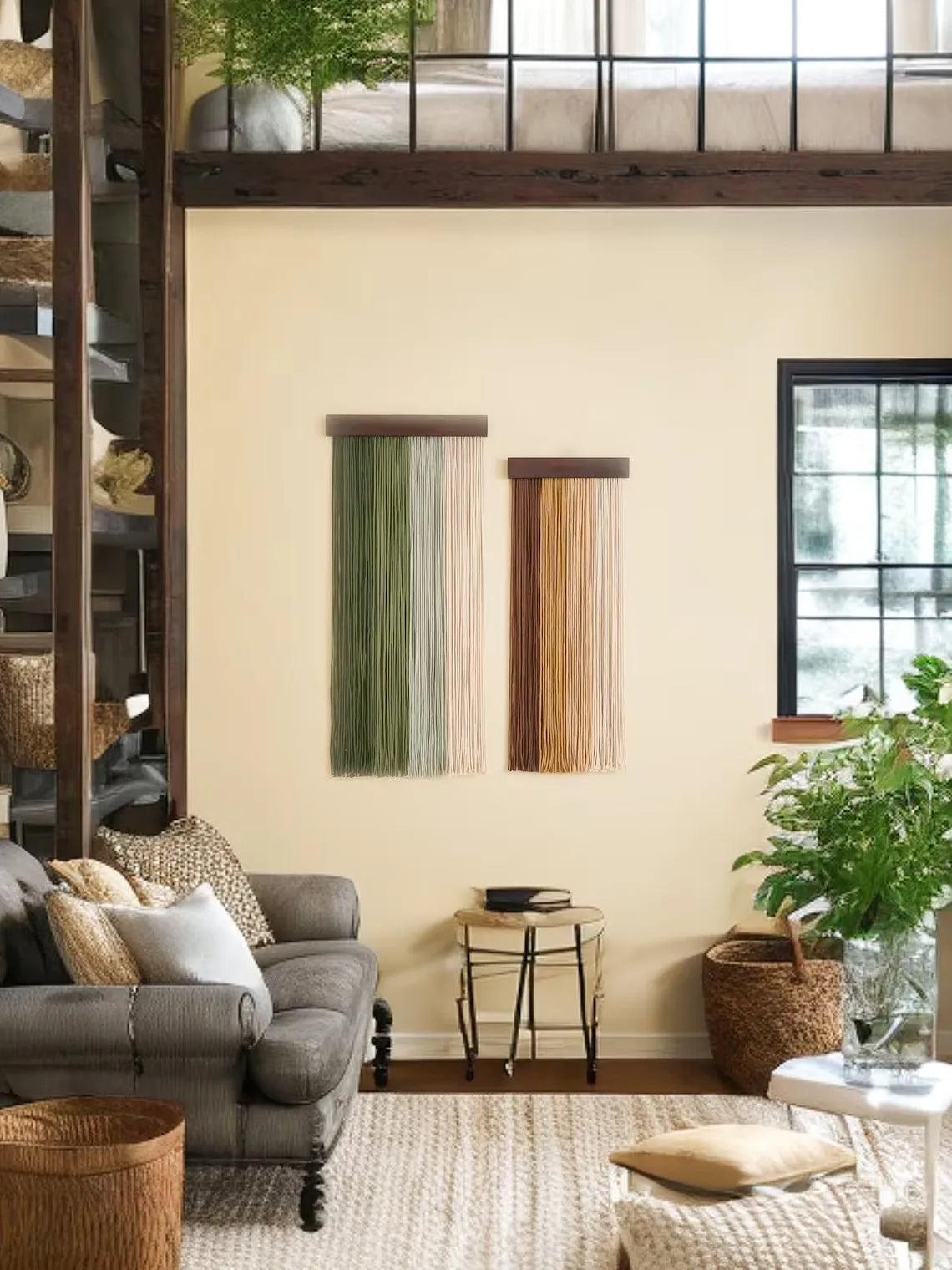 2 st Macrame Vägghängande Tapestry Ornament │ Textil Väggkonst för Boho Hemhylla Dekor | Veska