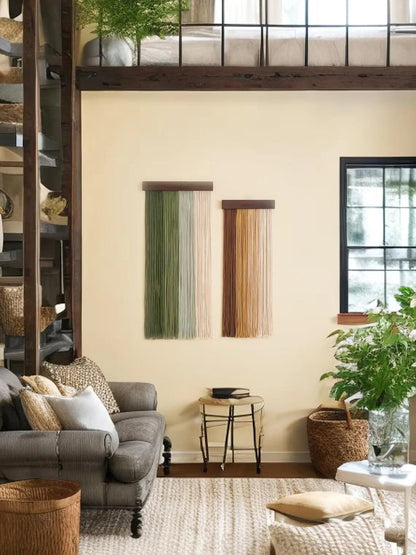 2 st Macrame Vägghängande Tapestry Ornament │ Textil Väggkonst för Boho Hemhylla Dekor | Veska