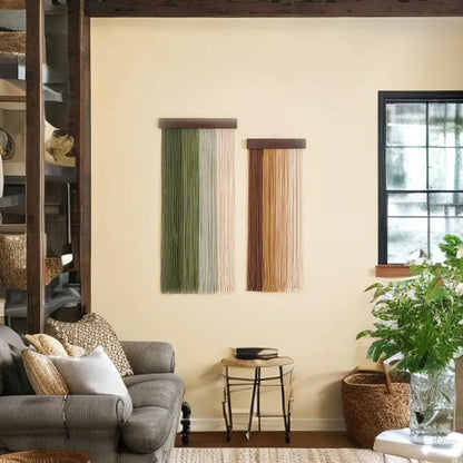 2 st Macrame Vägghängande Tapestry Ornament │ Textil Väggkonst för Boho Hemhylla Dekor | Veska