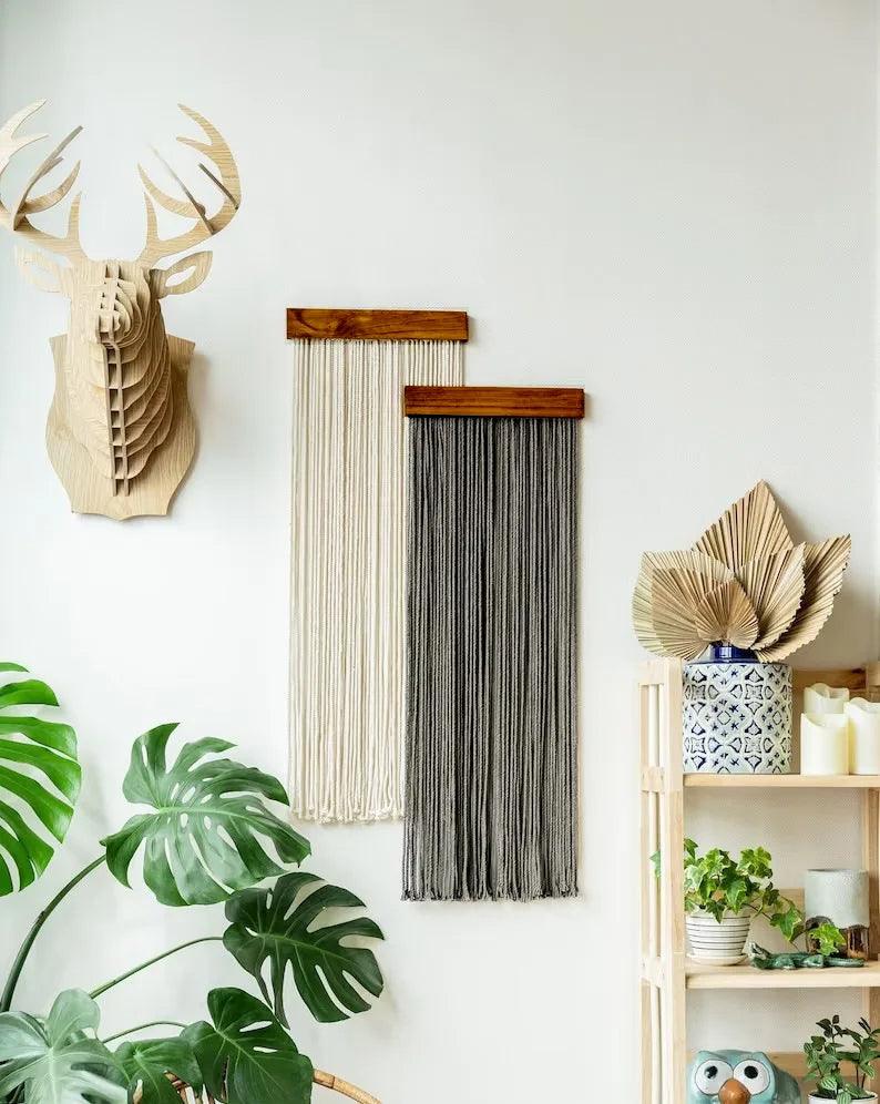 2 st Macrame Vägghängande Tapestry Ornament │ Textil Väggkonst för Boho Hemhylla Dekor | Veska