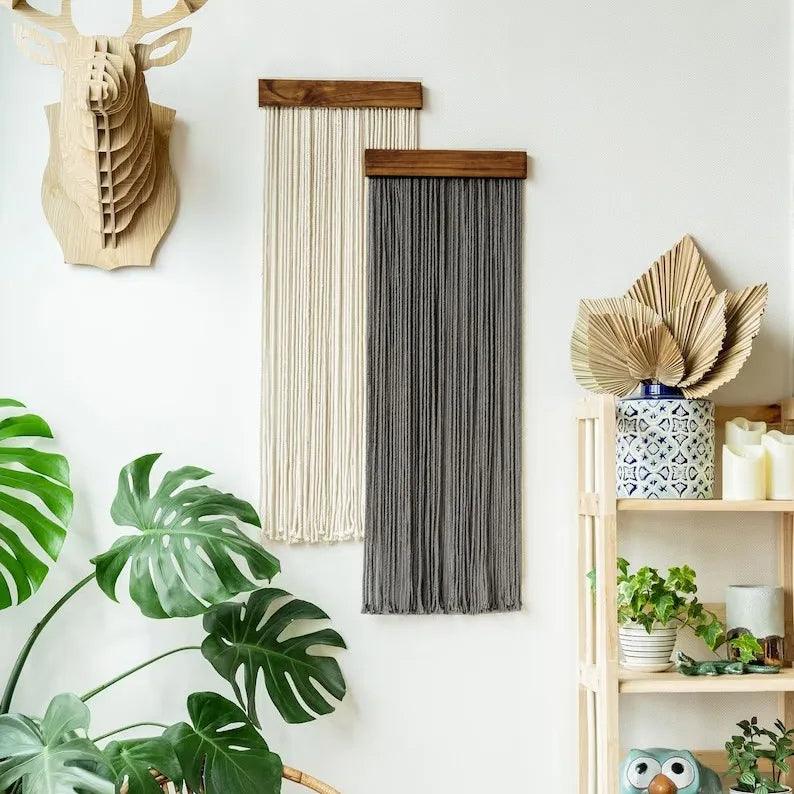 2 st Macrame Vägghängande Tapestry Ornament │ Textil Väggkonst för Boho Hemhylla Dekor | Veska
