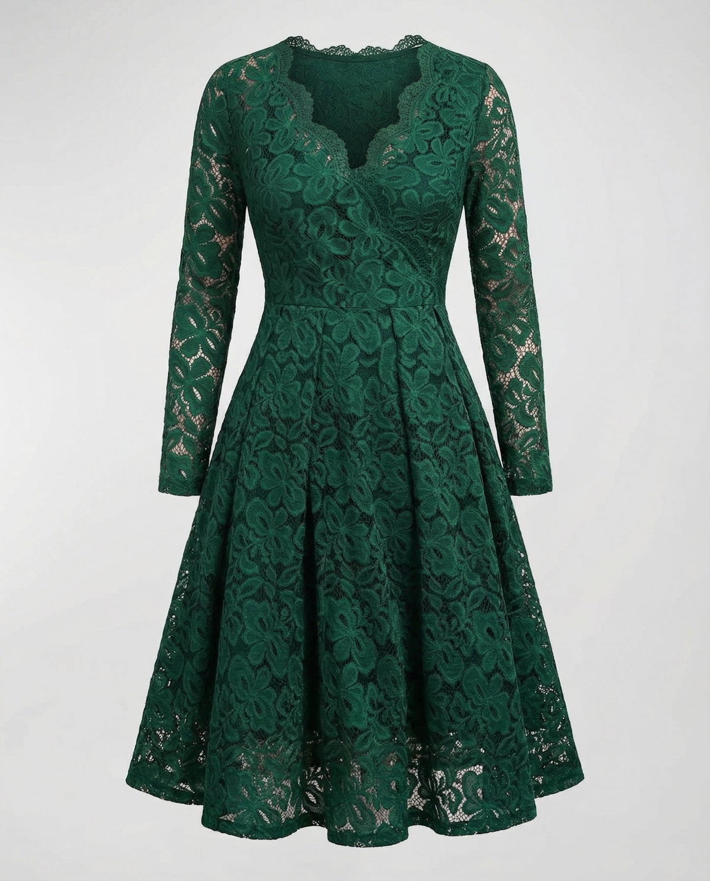 Veska | Spetsklänning för Dam | Djup V-ringning och Elegant Silhuett