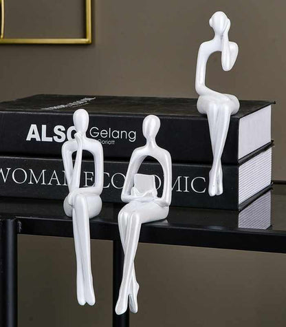 3-delad bokhylldekoration gjord av resin - 17 cm | Veska 3st-Vit
