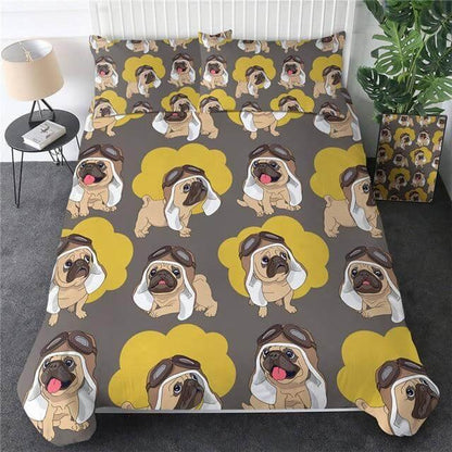 3 delar Hippie Pug Valp Tecknad Bekväm Duntäckesset | Veska 2