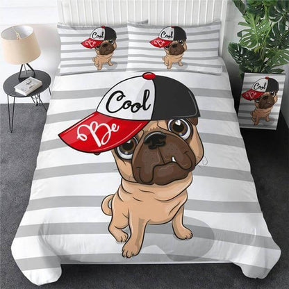 3 delar Hippie Pug Valp Tecknad Bekväm Duntäckesset | Veska 5