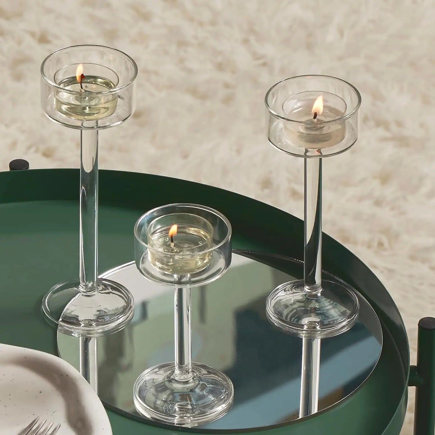 3-delars värmeljusglas ljushållare set | Veska Klar 3st