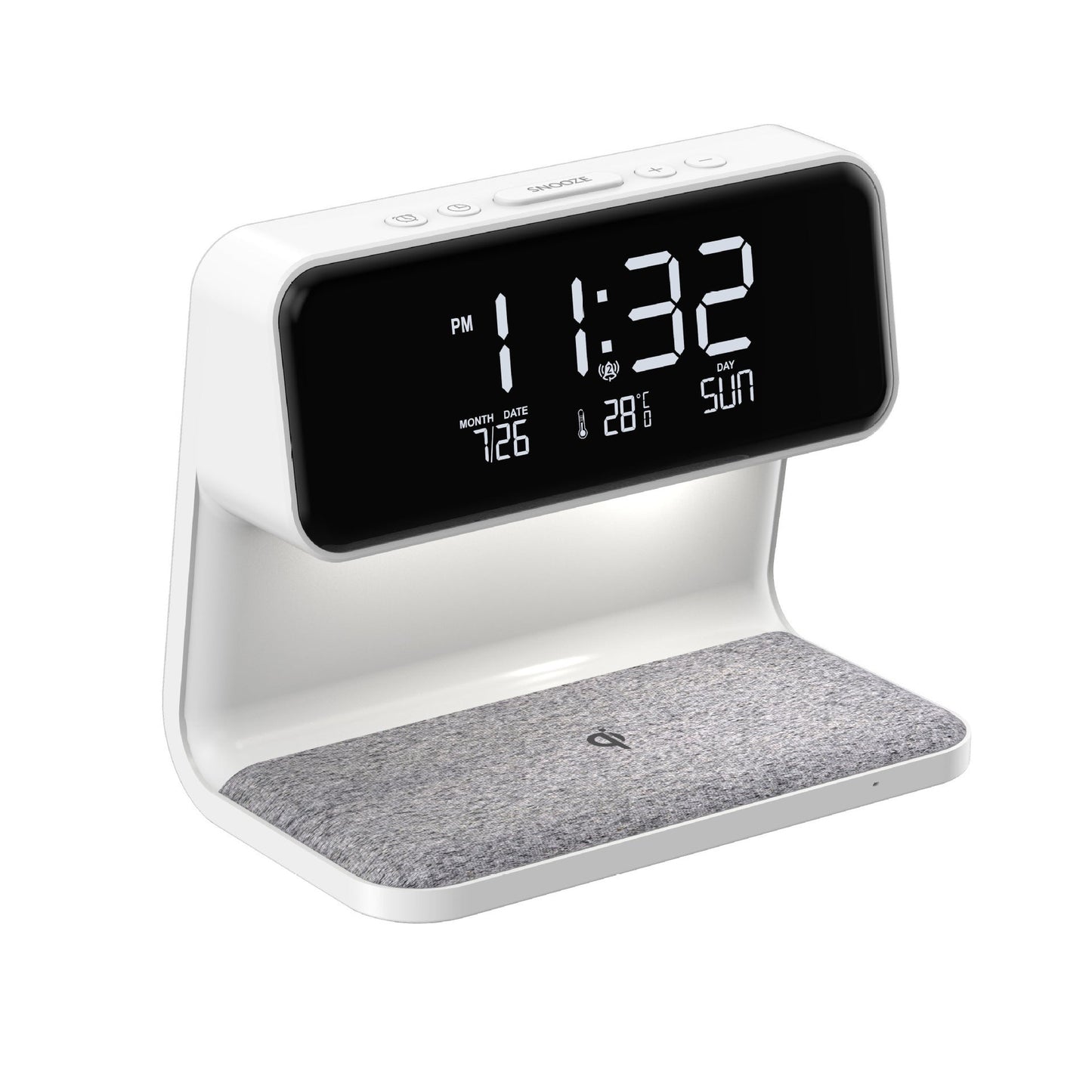 3-i-1 Sänglampa med Trådlös Laddare – LCD Väckarklocka & Touch Dimmbar LED Bordslampa | Veska