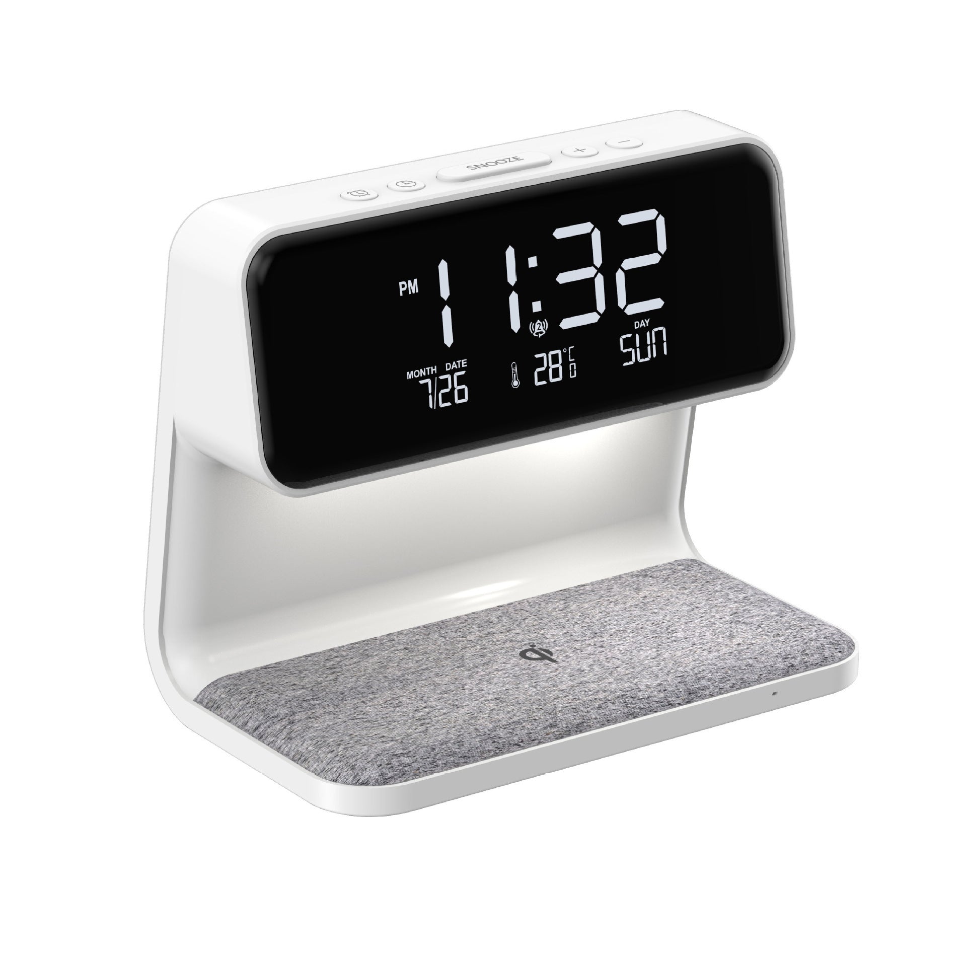 3-i-1 Sänglampa med Trådlös Laddare – LCD Väckarklocka & Touch Dimmbar LED Bordslampa | Veska