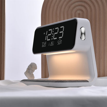 3-i-1 Sänglampa med Trådlös Laddare – LCD Väckarklocka & Touch Dimmbar LED Bordslampa | Veska