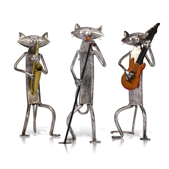 3 Mini Musician Cats Modern Skulptur | Veska Cats Brand