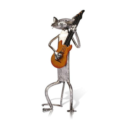 3 Mini Musician Cats Modern Skulptur | Veska Gitarr Katt