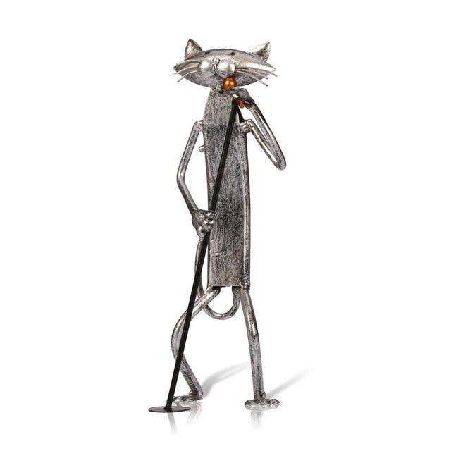 3 Mini Musician Cats Modern Skulptur | Veska Sångande katt