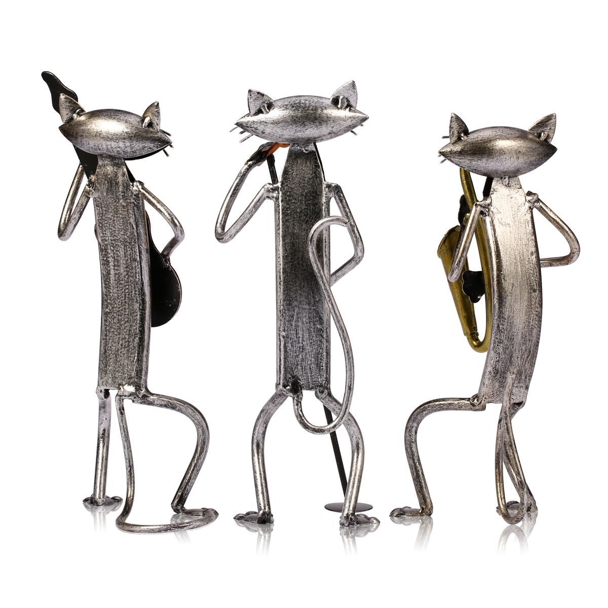 3 Mini Musician Cats Modern Skulptur | Veska