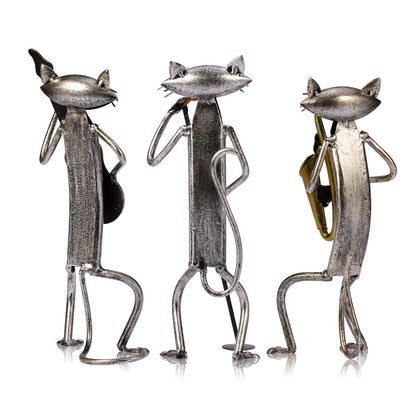3 Mini Musician Cats Modern Skulptur | Veska