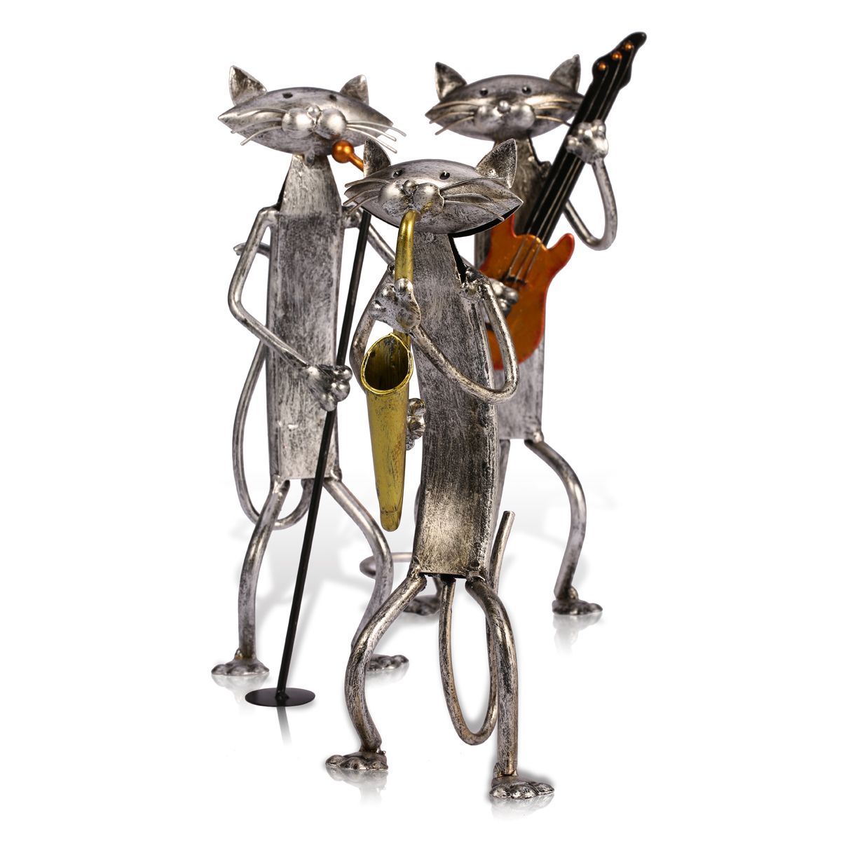 3 Mini Musician Cats Modern Skulptur | Veska