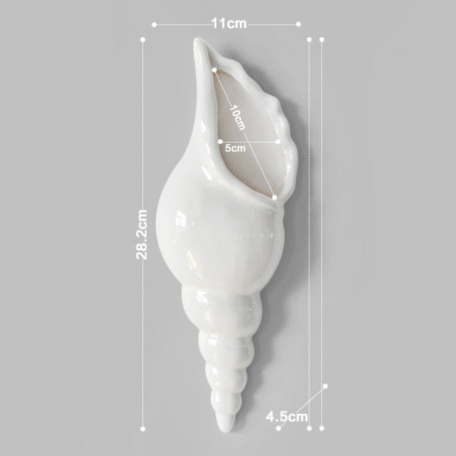 3D Conch Muralt Blomvas | Veska Foto Färg B