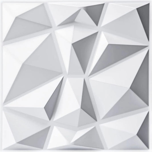 3D Diamantdesign Dekorativa Matt Väggpanel Dekaler | Veska 10 ST Vita(30cmX30cm)