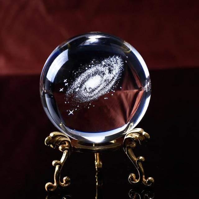 3D Galaxy Crystal Ball | Veska Med guld bas
