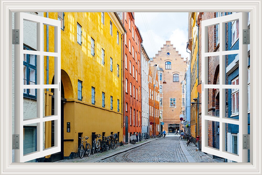 3D Gatubild Självhäftande Europeisk Tapet | Veska 5