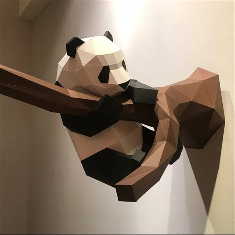 3D Geometrisk H-Handmade Panda Vägdekoration | Veska