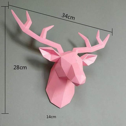 3D Hjorthuvud Vägghuvudstaty | Veska Rosa