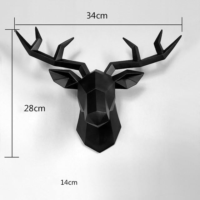 3D Hjorthuvud Vägghuvudstaty | Veska Svart