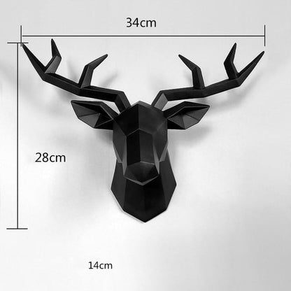 3D Hjorthuvud Vägghuvudstaty | Veska Svart