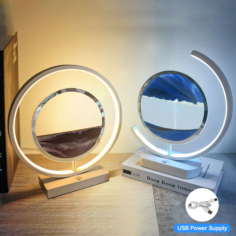 3D LED Flödande Sand Konst Bordslampa | Veska