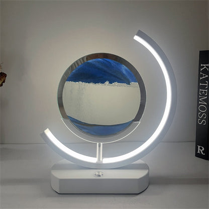 3D LED Flödande Sand Konst Bordslampa | Veska Moon-Blue sand