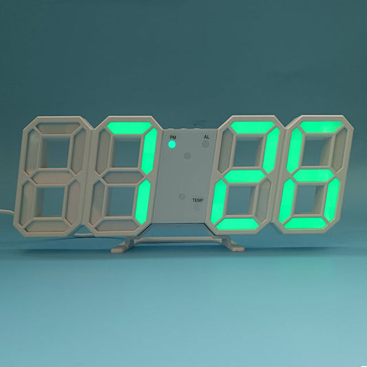 3D LED Modern Digital Alarm Väggklocka | Veska Grön