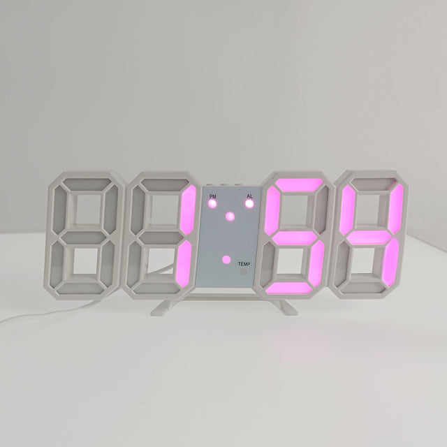3D LED Modern Digital Alarm Väggklocka | Veska Lila