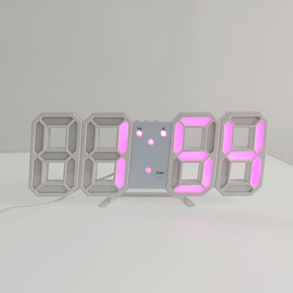 3D LED Modern Digital Alarm Väggklocka | Veska Lila