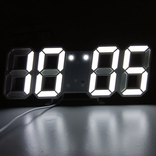 3D LED Modern Digital Alarm Väggklocka | Veska Vit
